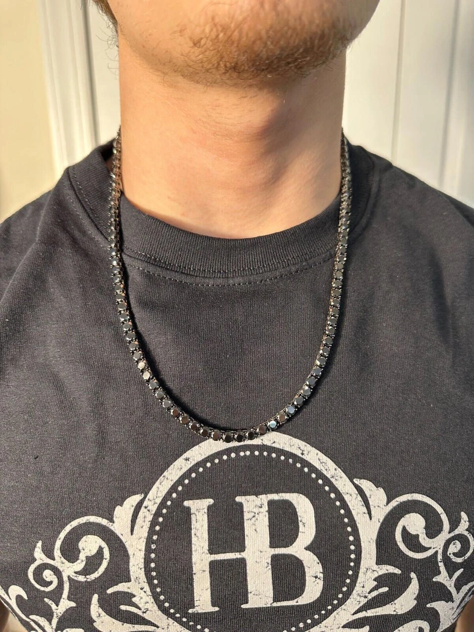 Real Black MOISSANITE 5mm Tennis Chain Black Rhodium 925 Silver Iced Necklace 9 Real Black MOISSANITE 5mm Tennis Chain Black Rhodium 925 Silver Iced Necklace - Image 7