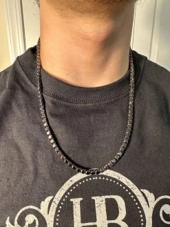 Real Black MOISSANITE 5mm Tennis Chain Black Rhodium 925 Silver Iced Necklace 38 Real Black MOISSANITE 5mm Tennis Chain Black Rhodium 925 Silver Iced Necklace -Harlem Bling Shop italiano silver inc real black moissanite 5mm tennis chain black rhodium 925 silver iced necklace 95706.1676658341