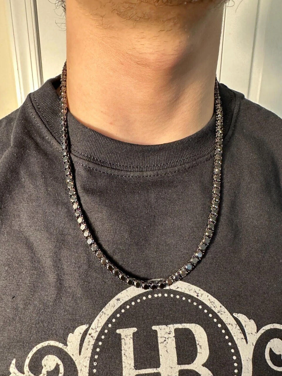 Real Black MOISSANITE 5mm Tennis Chain Black Rhodium 925 Silver Iced Necklace 20 Real Black MOISSANITE 5mm Tennis Chain Black Rhodium 925 Silver Iced Necklace - Image 18