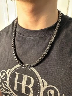 Real Black MOISSANITE 7mm Tennis Chain Black Rhodium 925 Silver Iced Necklace 37 Real Black MOISSANITE 7mm Tennis Chain Black Rhodium 925 Silver Iced Necklace -Harlem Bling Shop italiano silver inc real black moissanite 7mm tennis chain black rhodium 925 silver iced necklace 17189.1676658324