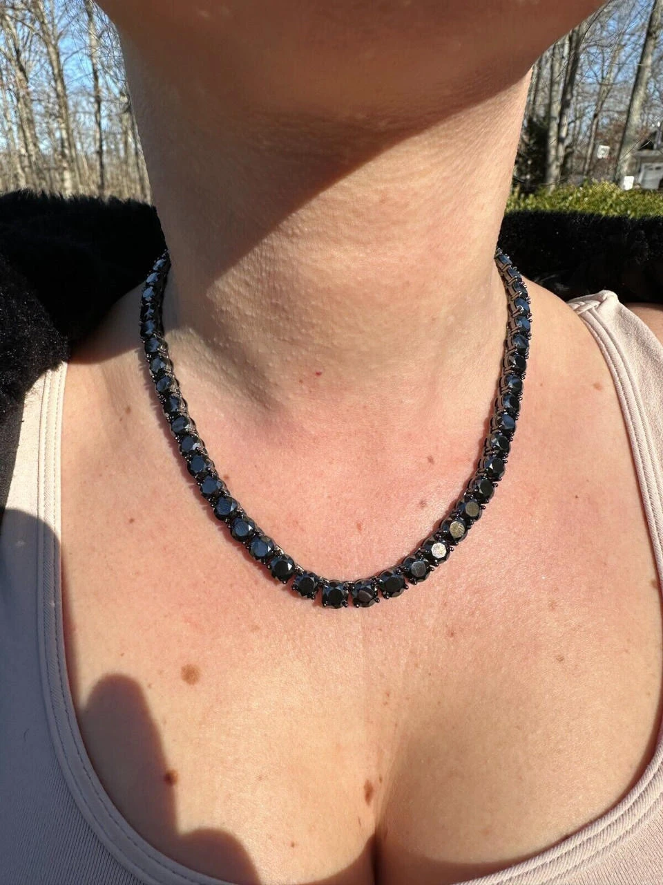 Real Black MOISSANITE 7mm Tennis Chain Black Rhodium 925 Silver Iced Necklace 20 Real Black MOISSANITE 7mm Tennis Chain Black Rhodium 925 Silver Iced Necklace - Image 18