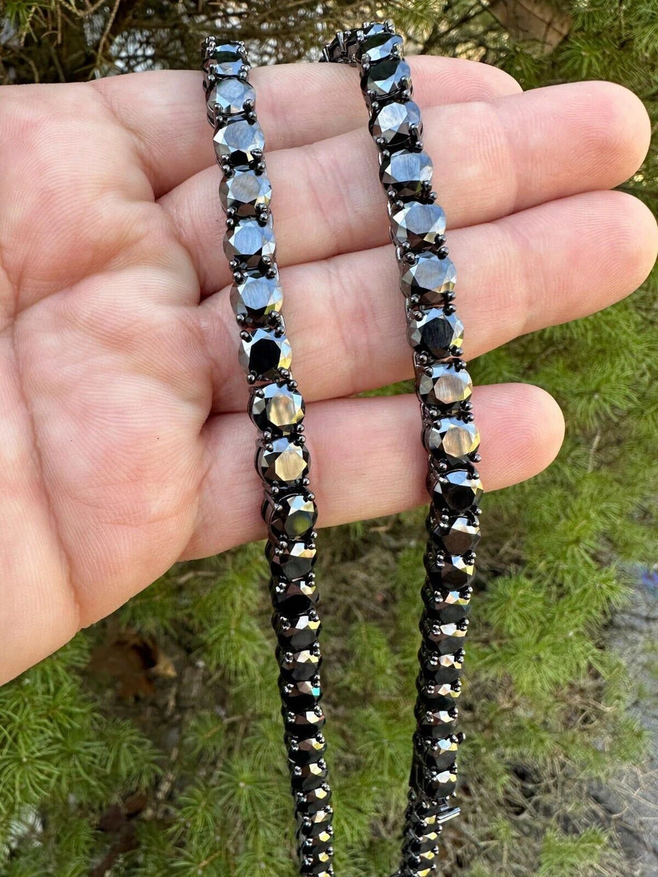 Real Black MOISSANITE 7mm Tennis Chain Black Rhodium 925 Silver Iced Necklace 17 Real Black MOISSANITE 7mm Tennis Chain Black Rhodium 925 Silver Iced Necklace - Image 15