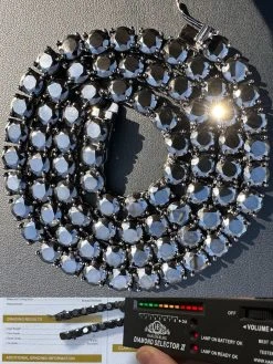 Real Black MOISSANITE 7mm Tennis Chain Black Rhodium 925 Silver Iced Necklace