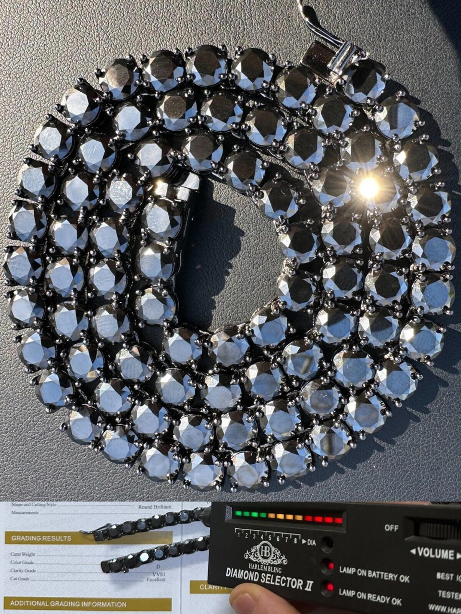 Real Black MOISSANITE 7mm Tennis Chain Black Rhodium 925 Silver Iced Necklace 3 Real Black MOISSANITE 7mm Tennis Chain Black Rhodium 925 Silver Iced Necklace