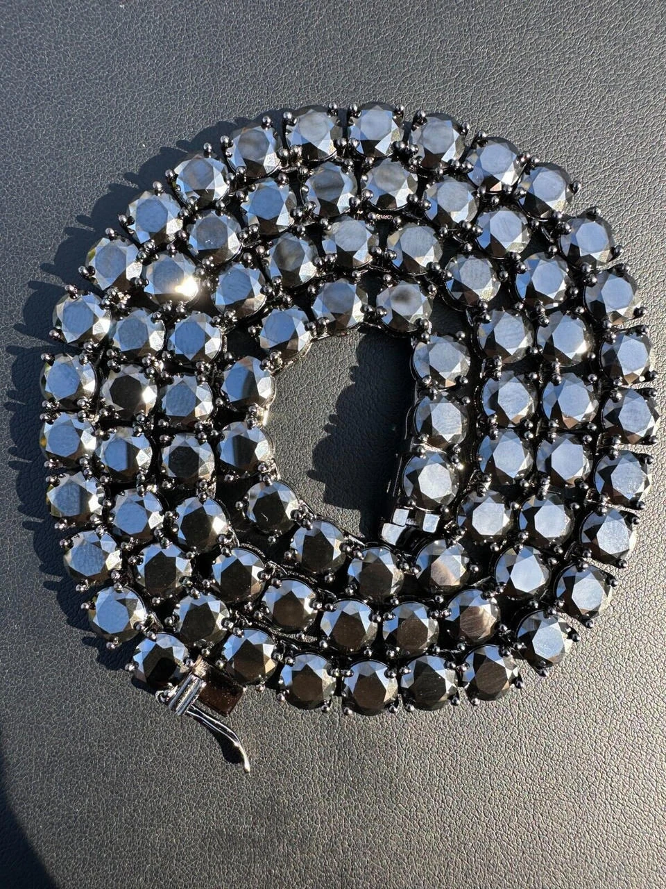 Real Black MOISSANITE 7mm Tennis Chain Black Rhodium 925 Silver Iced Necklace 9 Real Black MOISSANITE 7mm Tennis Chain Black Rhodium 925 Silver Iced Necklace - Image 7