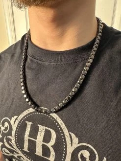 Real Black MOISSANITE 7mm Tennis Chain Black Rhodium 925 Silver Iced Necklace 23 Real Black MOISSANITE 7mm Tennis Chain Black Rhodium 925 Silver Iced Necklace -Harlem Bling Shop italiano silver inc real black moissanite 7mm tennis chain black rhodium 925 silver iced necklace 67412.1676658398