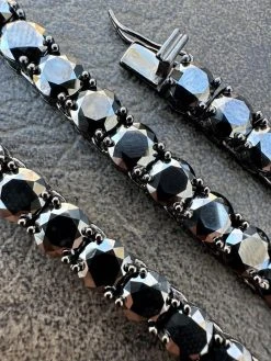 Real Black MOISSANITE 7mm Tennis Chain Black Rhodium 925 Silver Iced Necklace 24 Real Black MOISSANITE 7mm Tennis Chain Black Rhodium 925 Silver Iced Necklace -Harlem Bling Shop italiano silver inc real black moissanite 7mm tennis chain black rhodium 925 silver iced necklace 82123.1676658252