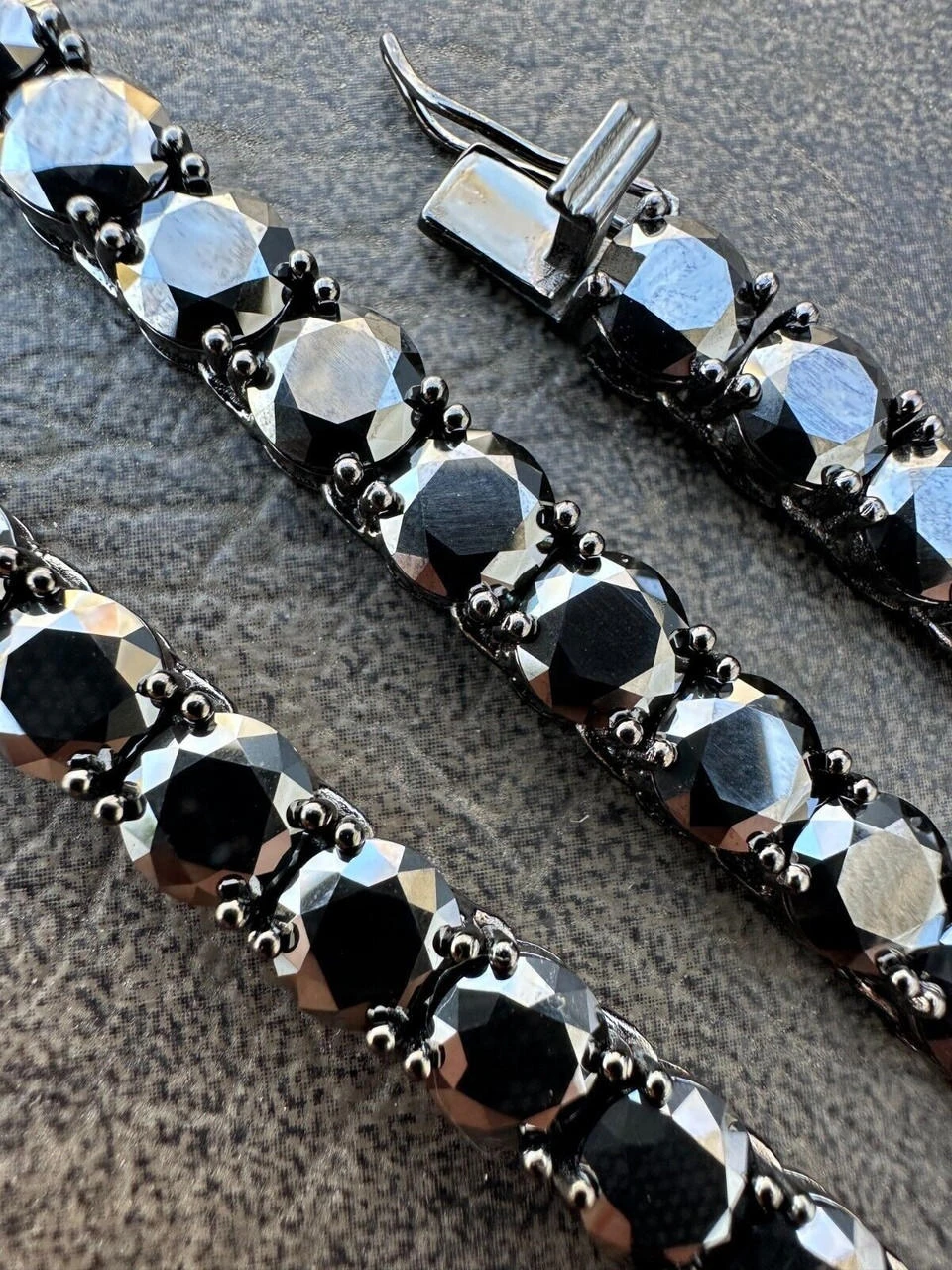 Real Black MOISSANITE 7mm Tennis Chain Black Rhodium 925 Silver Iced Necklace 6 Real Black MOISSANITE 7mm Tennis Chain Black Rhodium 925 Silver Iced Necklace - Image 4