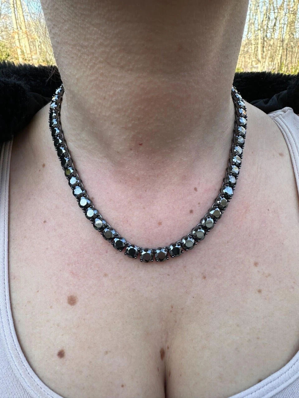 Real Black MOISSANITE 7mm Tennis Chain Black Rhodium 925 Silver Iced Necklace 21 Real Black MOISSANITE 7mm Tennis Chain Black Rhodium 925 Silver Iced Necklace - Image 19