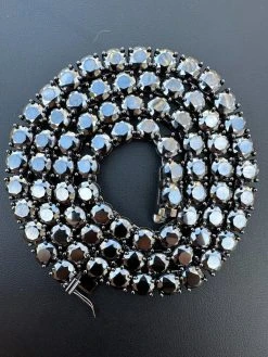 Real Black MOISSANITE 7mm Tennis Chain Black Rhodium 925 Silver Iced Necklace 26 Real Black MOISSANITE 7mm Tennis Chain Black Rhodium 925 Silver Iced Necklace -Harlem Bling Shop italiano silver inc real black moissanite 7mm tennis chain black rhodium 925 silver iced necklace 94232.1676658204
