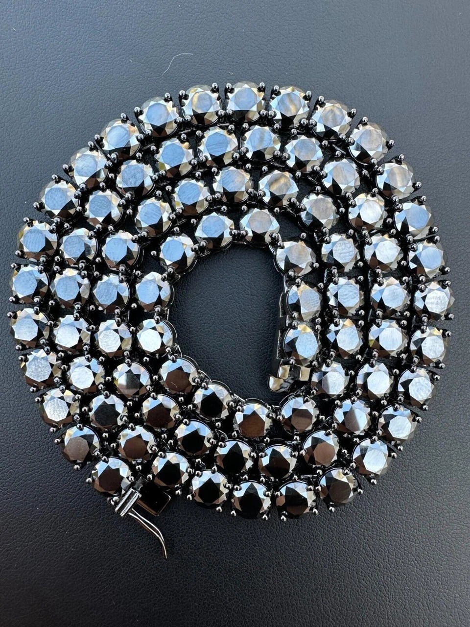 Real Black MOISSANITE 7mm Tennis Chain Black Rhodium 925 Silver Iced Necklace 8 Real Black MOISSANITE 7mm Tennis Chain Black Rhodium 925 Silver Iced Necklace - Image 6