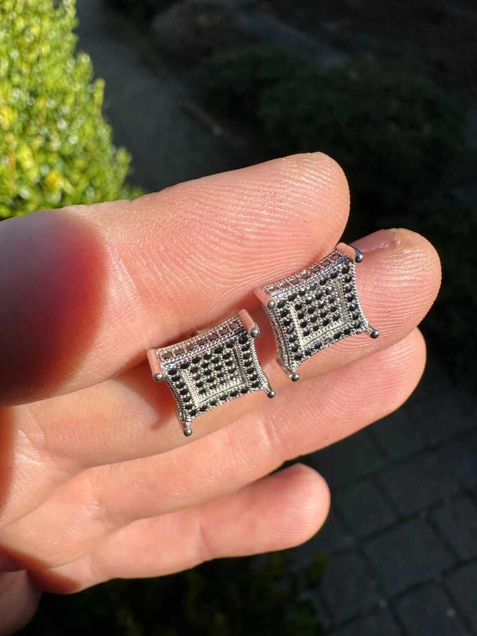 Real Black MOISSANITE 925 Silver Square Kite Earrings Hip Hop 10mm Passes Tester 12 Real Black MOISSANITE 925 Silver Square Kite Earrings Hip Hop 10mm Passes Tester - Image 10