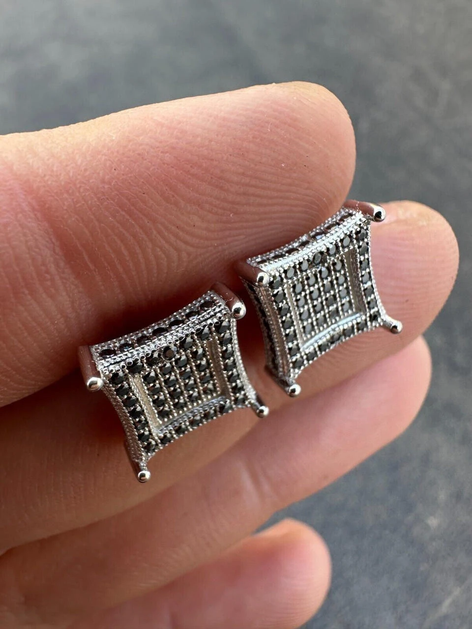 Real Black MOISSANITE 925 Silver Square Kite Earrings Hip Hop 10mm Passes Tester 10 Real Black MOISSANITE 925 Silver Square Kite Earrings Hip Hop 10mm Passes Tester - Image 8