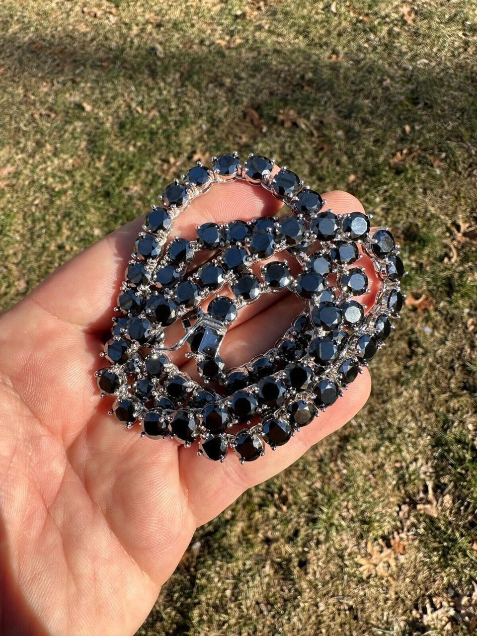 Real Black MOISSANITE Big 7mm Tennis Chain 925 Silver Iced Necklace Pass Tester 10 Real Black MOISSANITE Big 7mm Tennis Chain 925 Silver Iced Necklace Pass Tester - Image 8