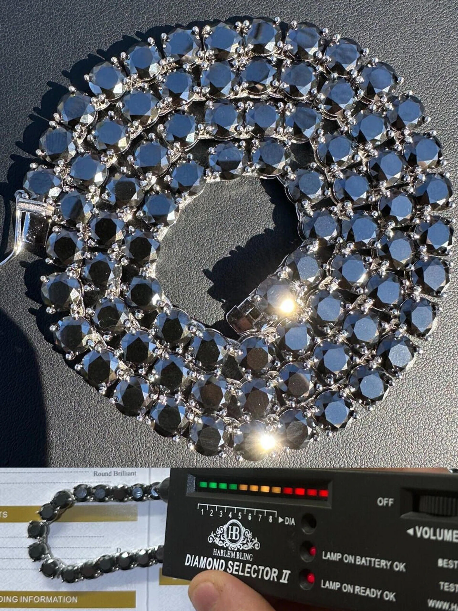 Real Black MOISSANITE Big 7mm Tennis Chain 925 Silver Iced Necklace Pass Tester 3 Real Black MOISSANITE Big 7mm Tennis Chain 925 Silver Iced Necklace Pass Tester