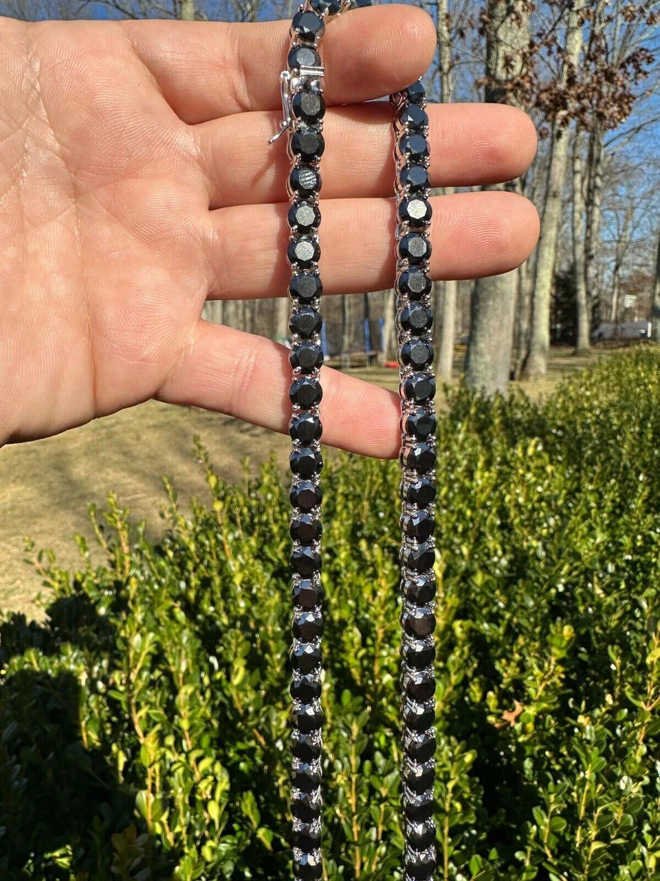 Real Black MOISSANITE Big 7mm Tennis Chain 925 Silver Iced Necklace Pass Tester 18 Real Black MOISSANITE Big 7mm Tennis Chain 925 Silver Iced Necklace Pass Tester - Image 16
