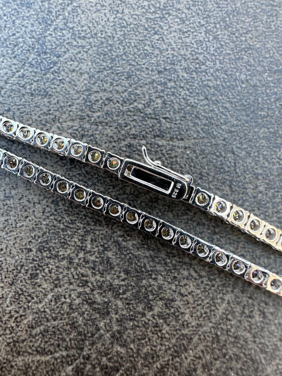 Real Blue Gray MOISSANITE 3mm Tennis Chain 925 Silver Iced Necklace Pass Tester 9 Real Blue Gray MOISSANITE 3mm Tennis Chain 925 Silver Iced Necklace Pass Tester - Image 7