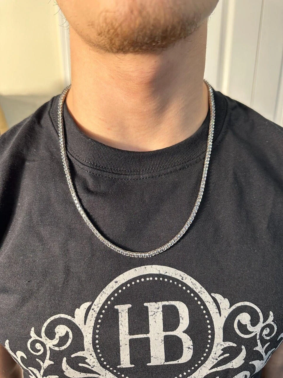 Real Blue Gray MOISSANITE 3mm Tennis Chain 925 Silver Iced Necklace Pass Tester 20 Real Blue Gray MOISSANITE 3mm Tennis Chain 925 Silver Iced Necklace Pass Tester - Image 18