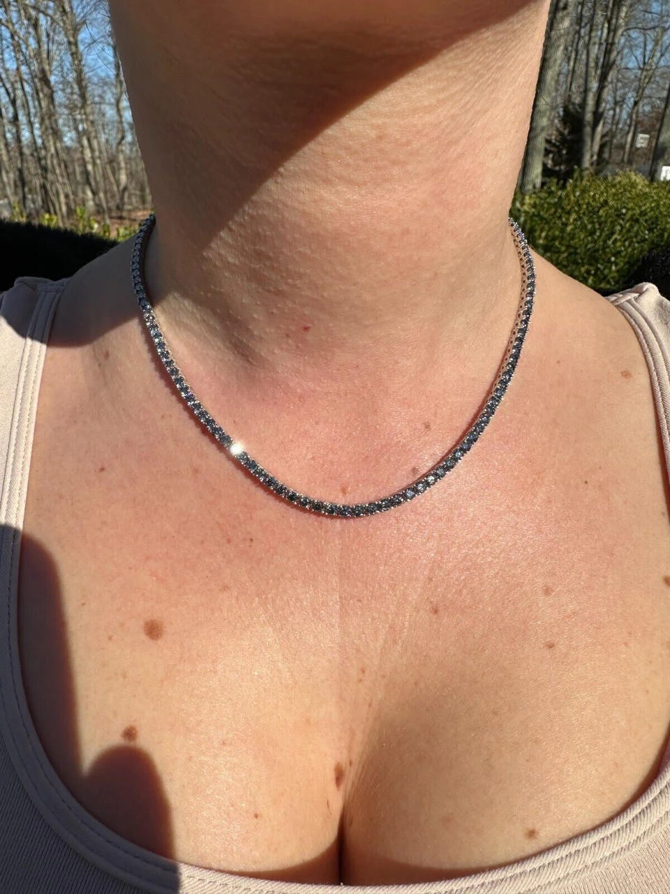 Real Blue Gray MOISSANITE 3mm Tennis Chain 925 Silver Iced Necklace Pass Tester 17 Real Blue Gray MOISSANITE 3mm Tennis Chain 925 Silver Iced Necklace Pass Tester - Image 15