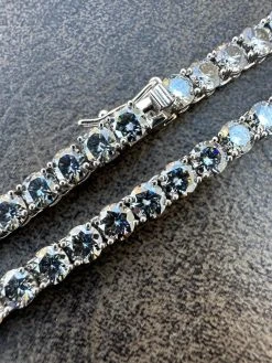 Real Blue Gray MOISSANITE 5mm Tennis Chain 925 Silver Iced Necklace Pass Tester -Harlem Bling Shop italiano silver inc real blue gray moissanite 5mm tennis chain 925 silver iced necklace pass tester 04569.1676658372
