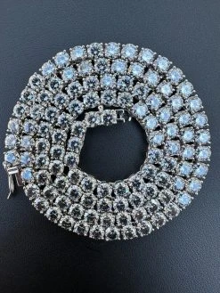Real Blue Gray MOISSANITE 5mm Tennis Chain 925 Silver Iced Necklace Pass Tester -Harlem Bling Shop italiano silver inc real blue gray moissanite 5mm tennis chain 925 silver iced necklace pass tester 06002.1676658391