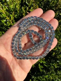 Real Blue Gray MOISSANITE 5mm Tennis Chain 925 Silver Iced Necklace Pass Tester -Harlem Bling Shop italiano silver inc real blue gray moissanite 5mm tennis chain 925 silver iced necklace pass tester 07691.1676658109