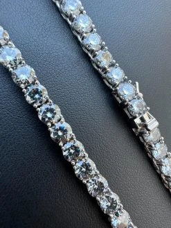 Real Blue Gray MOISSANITE 5mm Tennis Chain 925 Silver Iced Necklace Pass Tester -Harlem Bling Shop italiano silver inc real blue gray moissanite 5mm tennis chain 925 silver iced necklace pass tester 21763.1676658193