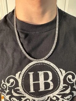 Real Blue Gray MOISSANITE 5mm Tennis Chain 925 Silver Iced Necklace Pass Tester -Harlem Bling Shop italiano silver inc real blue gray moissanite 5mm tennis chain 925 silver iced necklace pass tester 28247.1676658222