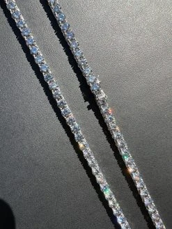 Real Blue Gray MOISSANITE 5mm Tennis Chain 925 Silver Iced Necklace Pass Tester -Harlem Bling Shop italiano silver inc real blue gray moissanite 5mm tennis chain 925 silver iced necklace pass tester 31992.1676658075
