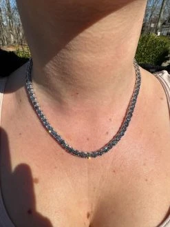 Real Blue Gray MOISSANITE 5mm Tennis Chain 925 Silver Iced Necklace Pass Tester -Harlem Bling Shop italiano silver inc real blue gray moissanite 5mm tennis chain 925 silver iced necklace pass tester 33908.1676658219
