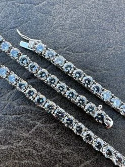 Real Blue Gray MOISSANITE 5mm Tennis Chain 925 Silver Iced Necklace Pass Tester -Harlem Bling Shop italiano silver inc real blue gray moissanite 5mm tennis chain 925 silver iced necklace pass tester 71017.1676658130