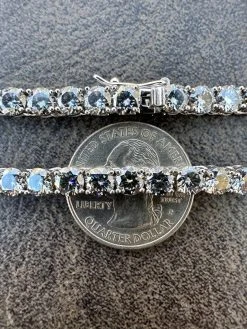 Real Blue Gray MOISSANITE 5mm Tennis Chain 925 Silver Iced Necklace Pass Tester -Harlem Bling Shop italiano silver inc real blue gray moissanite 5mm tennis chain 925 silver iced necklace pass tester 99661.1676658106
