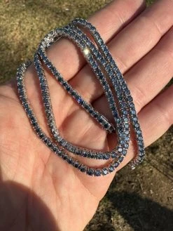 Real Blue MOISSANITE 3mm Tennis Chain 925 Silver Iced Necklace Pass Diamond Test 36 Real Blue MOISSANITE 3mm Tennis Chain 925 Silver Iced Necklace Pass Diamond Test -Harlem Bling Shop italiano silver inc real blue moissanite 3mm tennis chain 925 silver iced necklace pass diamond test 00022.1676053281