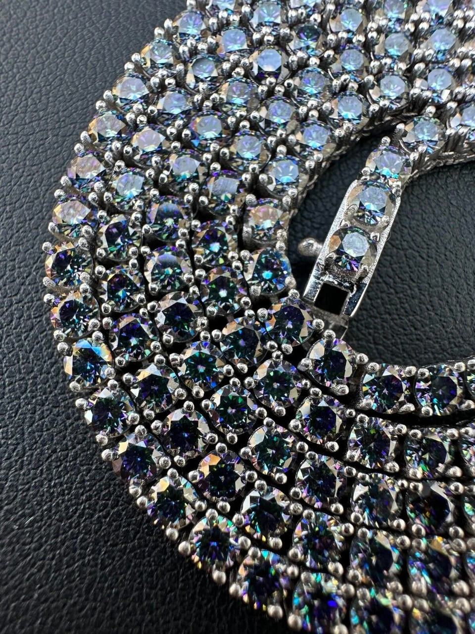 Real Blue MOISSANITE 3mm Tennis Chain 925 Silver Iced Necklace Pass Diamond Test 4 Real Blue MOISSANITE 3mm Tennis Chain 925 Silver Iced Necklace Pass Diamond Test - Image 2