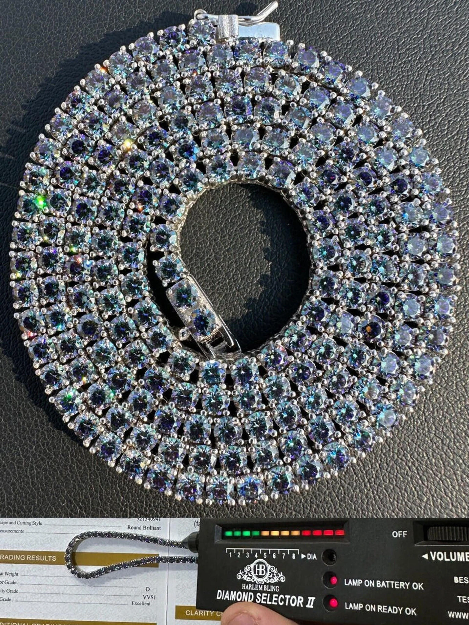 Real Blue MOISSANITE 3mm Tennis Chain 925 Silver Iced Necklace Pass Diamond Test 3 Real Blue MOISSANITE 3mm Tennis Chain 925 Silver Iced Necklace Pass Diamond Test