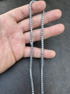 Real Blue MOISSANITE 3mm Tennis Chain 925 Silver Iced Necklace Pass Diamond Test 41 Real Blue MOISSANITE 3mm Tennis Chain 925 Silver Iced Necklace Pass Diamond Test -Harlem Bling Shop italiano silver inc real blue moissanite 3mm tennis chain 925 silver iced necklace pass diamond test 67106.1676052905
