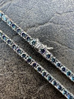 Real Blue MOISSANITE 3mm Tennis Chain 925 Silver Iced Necklace Pass Diamond Test 39 Real Blue MOISSANITE 3mm Tennis Chain 925 Silver Iced Necklace Pass Diamond Test -Harlem Bling Shop italiano silver inc real blue moissanite 3mm tennis chain 925 silver iced necklace pass diamond test 74117.1676052878
