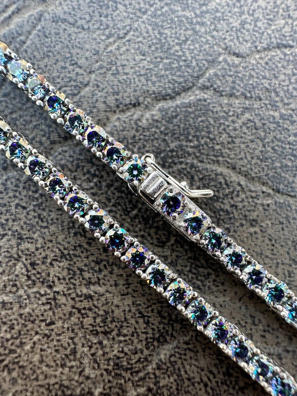 Real Blue MOISSANITE 3mm Tennis Chain 925 Silver Iced Necklace Pass Diamond Test 20 Real Blue MOISSANITE 3mm Tennis Chain 925 Silver Iced Necklace Pass Diamond Test - Image 18