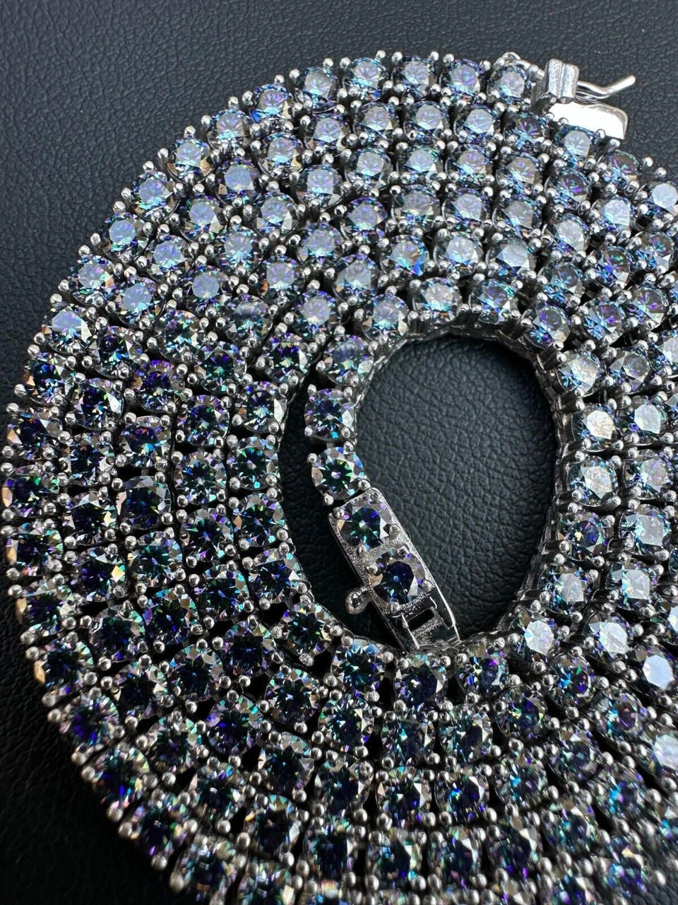 Real Blue MOISSANITE 3mm Tennis Chain 925 Silver Iced Necklace Pass Diamond Test 19 Real Blue MOISSANITE 3mm Tennis Chain 925 Silver Iced Necklace Pass Diamond Test - Image 17