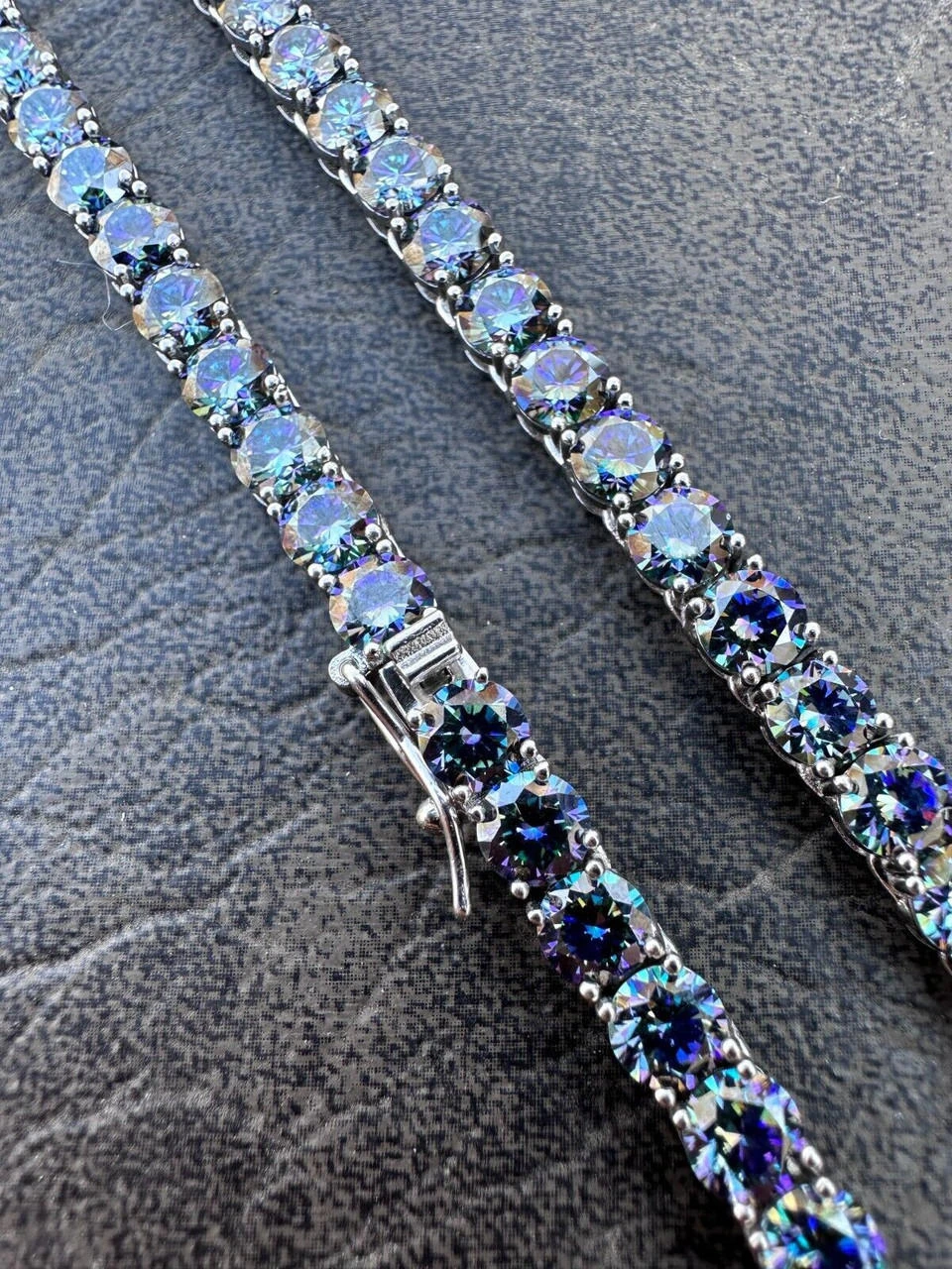 Real Blue MOISSANITE 5mm Tennis Chain 925 Silver Iced Necklace Pass Diamond Test 14 Real Blue MOISSANITE 5mm Tennis Chain 925 Silver Iced Necklace Pass Diamond Test - Image 12