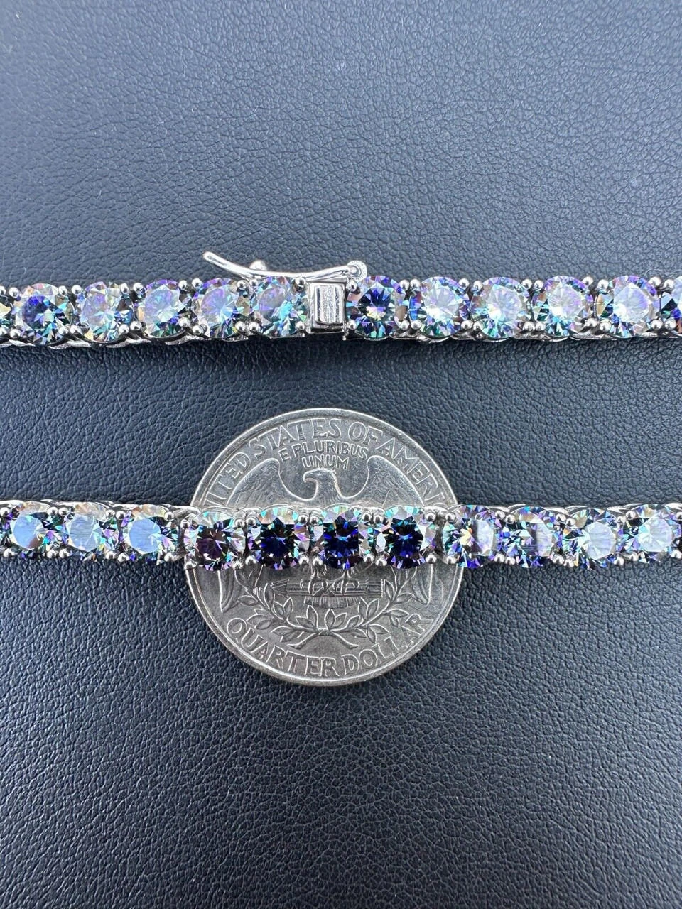 Real Blue MOISSANITE 5mm Tennis Chain 925 Silver Iced Necklace Pass Diamond Test 20 Real Blue MOISSANITE 5mm Tennis Chain 925 Silver Iced Necklace Pass Diamond Test - Image 18