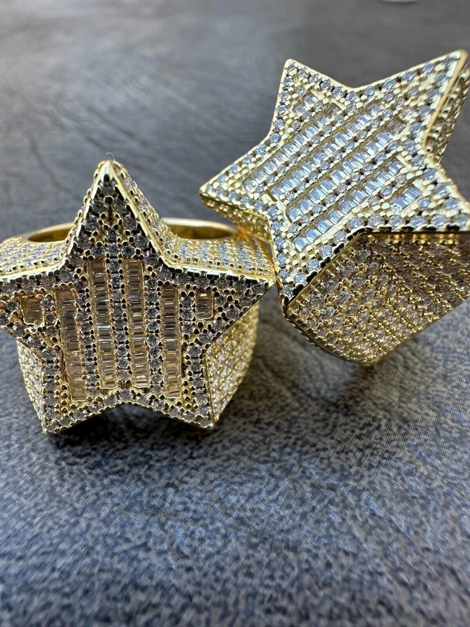 Real Iced Baguette 3D Star Ring Hip Hop Ice Out 14k Gold Plated 925 Silver 6-13 8 Real Iced Baguette 3D Star Ring Hip Hop Ice Out 14k Gold Plated 925 Silver 6-13 - Image 6
