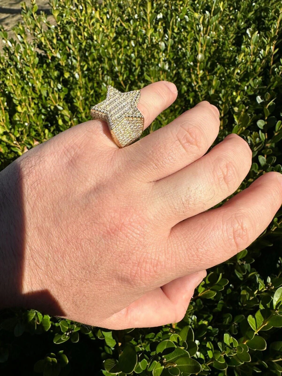 Real Iced Baguette 3D Star Ring Hip Hop Ice Out 14k Gold Plated 925 Silver 6-13 10 Real Iced Baguette 3D Star Ring Hip Hop Ice Out 14k Gold Plated 925 Silver 6-13 - Image 8