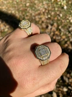 REAL Men's 14k Gold Over Solid 925 Silver Hip Hop Iced Flooded Out Diamond Ring -Harlem Bling Shop italiano silver inc real mens 14k gold over solid 925 silver hip hop iced flooded out diamond ring 69158.1664394349