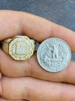REAL Men's 14k Gold Over Solid 925 Silver Hip Hop Iced Flooded Out Diamond Ring -Harlem Bling Shop italiano silver inc real mens 14k gold over solid 925 silver hip hop iced flooded out diamond ring 92418.1664387710