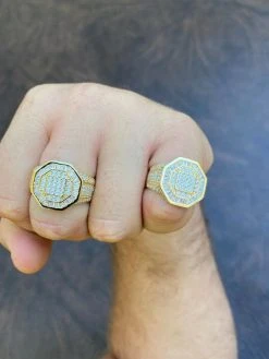 REAL Men's 14k Gold Over Solid 925 Silver Hip Hop Iced Flooded Out Diamond Ring -Harlem Bling Shop italiano silver inc real mens 14k gold over solid 925 silver hip hop iced flooded out diamond ring 97287.1664392041