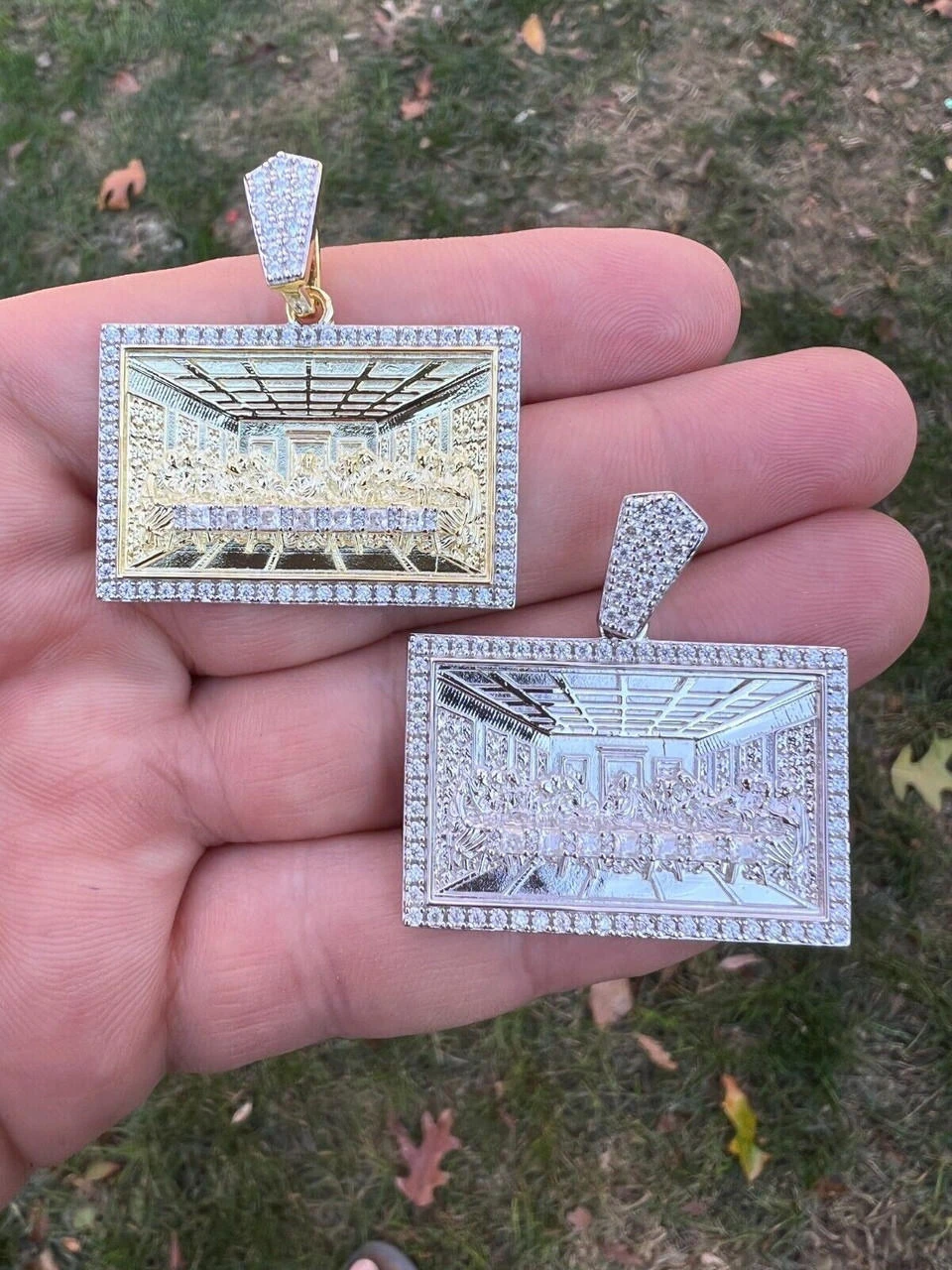 Real MOISSANITE 925 Silver Gold Plated Iced Jesus Last Supper Pendant Necklace 12 Real MOISSANITE 925 Silver Gold Plated Iced Jesus Last Supper Pendant Necklace - Image 10