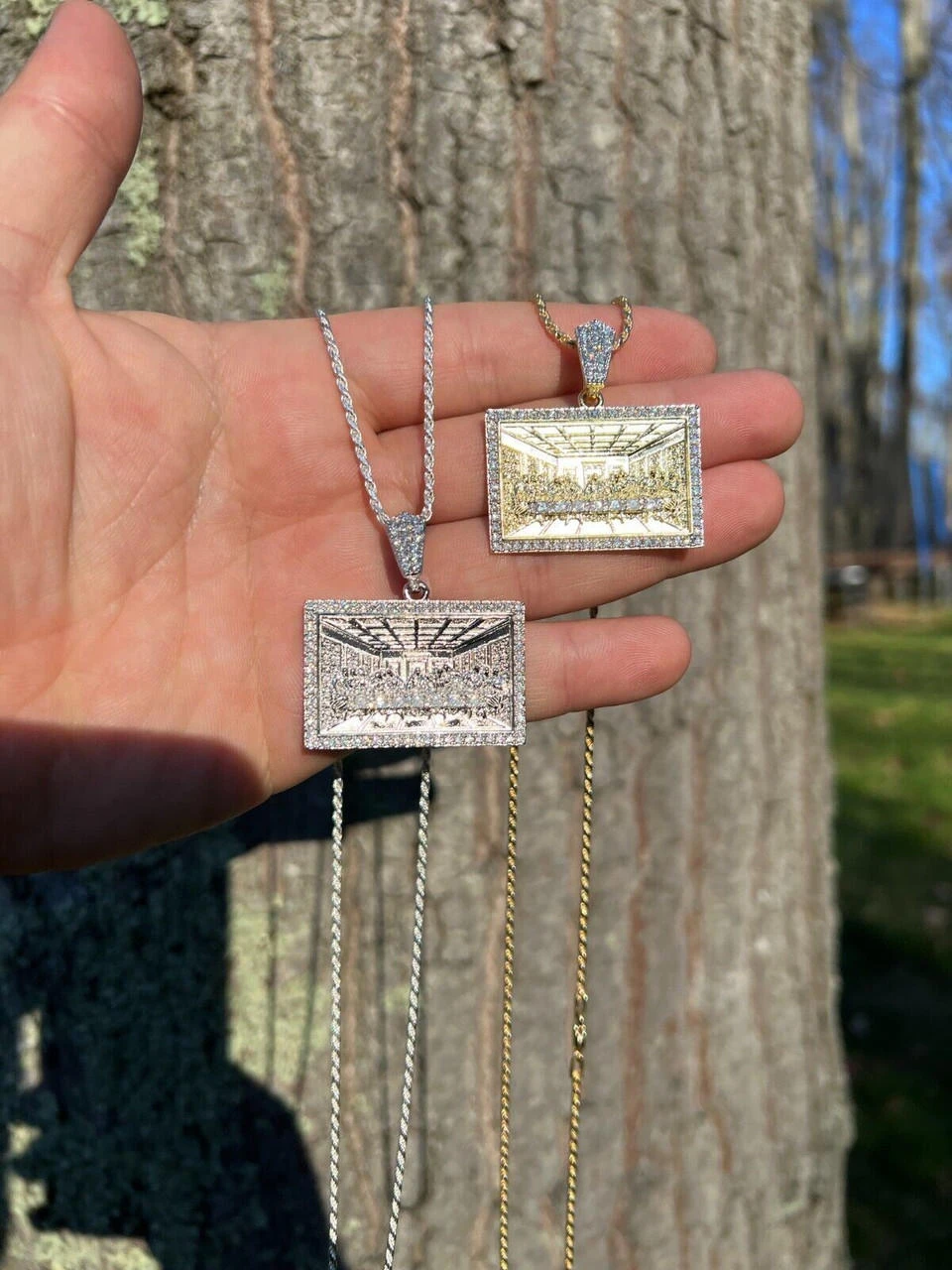 Real MOISSANITE 925 Silver Gold Plated Iced Jesus Last Supper Pendant Necklace 17 Real MOISSANITE 925 Silver Gold Plated Iced Jesus Last Supper Pendant Necklace - Image 15