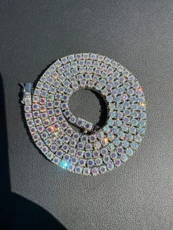 Real Opal Rainbow MOISSANITE 3mm Tennis Chain 925 Silver Iced Necklace Pass Test 33 Real Opal Rainbow MOISSANITE 3mm Tennis Chain 925 Silver Iced Necklace Pass Test -Harlem Bling Shop italiano silver inc real opal rainbow moissanite 3mm tennis chain 925 silver iced necklace pass test 47442.1678388757