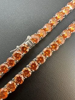 Real Orange MOISSANITE 5mm Tennis Chain 925 Silver Iced Necklace Pass Tester 39 Real Orange MOISSANITE 5mm Tennis Chain 925 Silver Iced Necklace Pass Tester -Harlem Bling Shop italiano silver inc real orange moissanite 5mm tennis chain 925 silver iced necklace pass tester 09096.1690416363